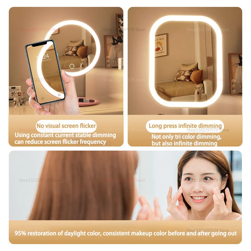 Miroir Maquillage LED Intelligent - Lumineux Réglable Coiffeuse Chambre