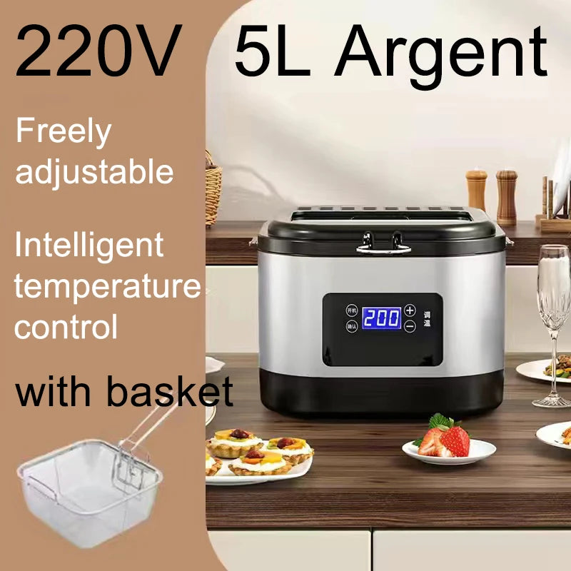Fully automatic dormitory electric fryer for household use mini fast heating fuel-efficient adjustable temperature 5L