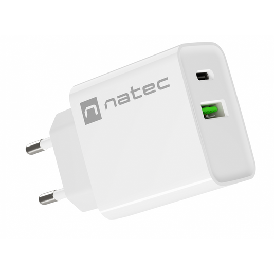 Natec Ribera NUC-2061 USB-C / USB-A Hálózati töltő - Fehér (20W) (NUC-2061)-0