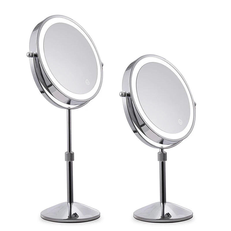 Miroir Maquillage Grossissant 3X/5X/10X LED - Rotatif 360° Double Face 8 Pouces