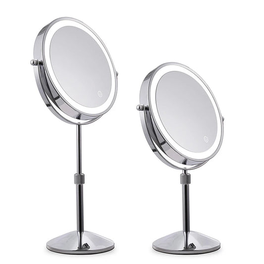 Miroir Maquillage Grossissant 3X/5X/10X LED - Rotatif 360° Double Face 8 Pouces