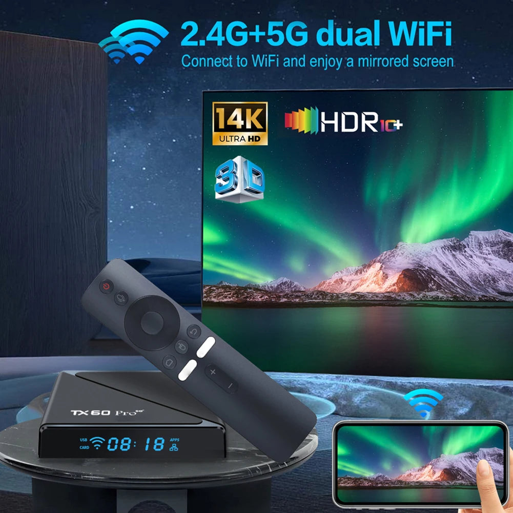 2025 Smart TV Box Android 24 TV Box 14K 2.4G 5G Dual WiFi 6 Set-top Box Video Media Player 16G 256G Home Set Top Box AU/UK/US/EU