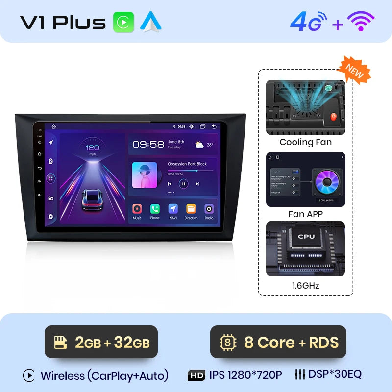 Junsun V1 AI Voice Wireless CarPlay Android Auto Radio For VW Volkswagen Golf 6 2008-2016 4G Car Multimedia GPS 2din Bluetooth