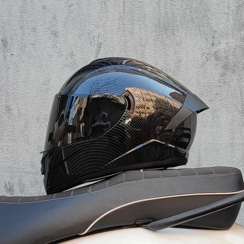 Casque Moto Intégral LVS-701 - Double Visière Hiver Chaud Racing