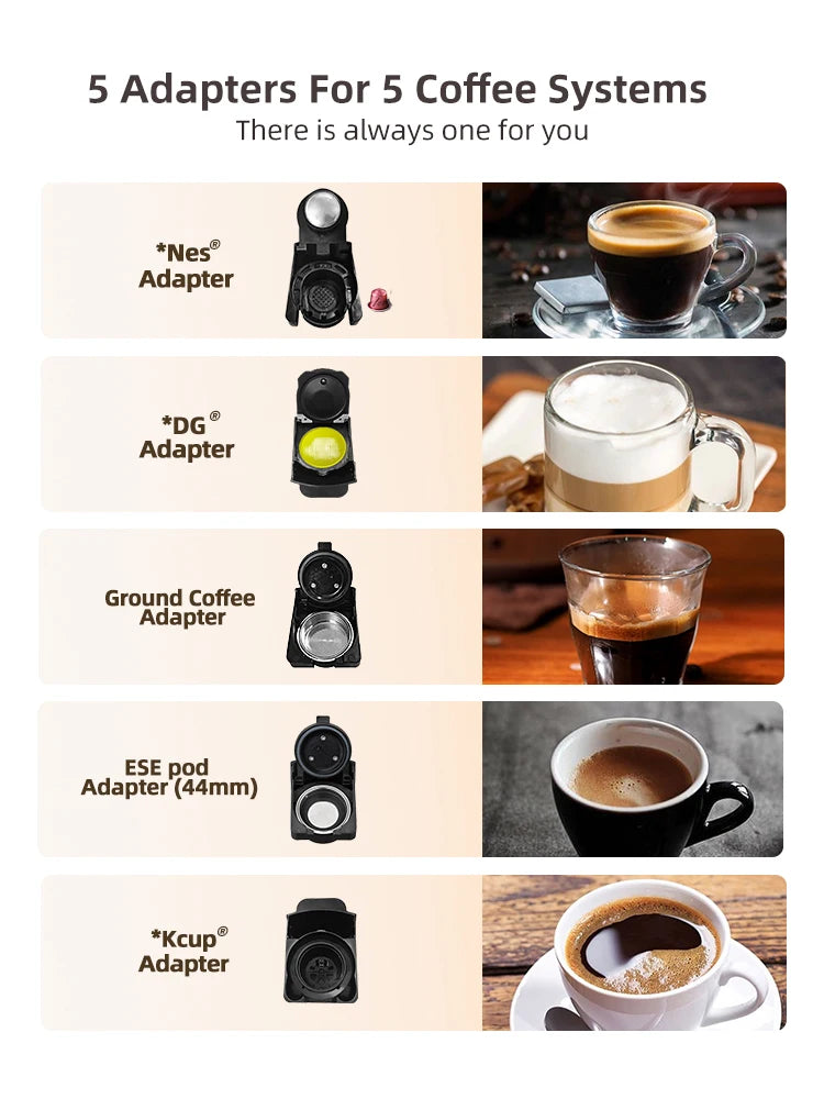 HiBREW Multiple Capsule Coffee Machine, Hot/Cold Dolce Gusto Milk Nespresso Capsule ESE Pod Ground Coffee Cafeteria 20Bar 5 in 1
