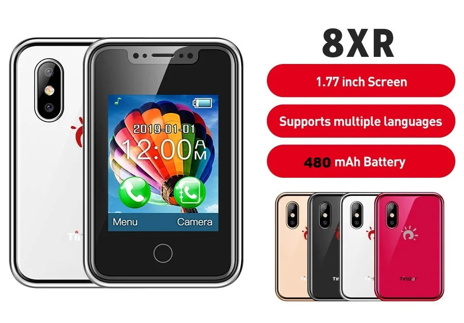 Mini Smart Wearable Mobile Phone 1.77" Touch Screen Support Dual SIM Bluetooth Call Music SMS Voice Changer Camera Vibration