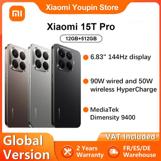 Global version Xiaomi 15T Pro Leica 6.83" 144Hz display 90W wired 50W wireless HyperCharge 5500mAh Xiaomi HyperOS Main camera
