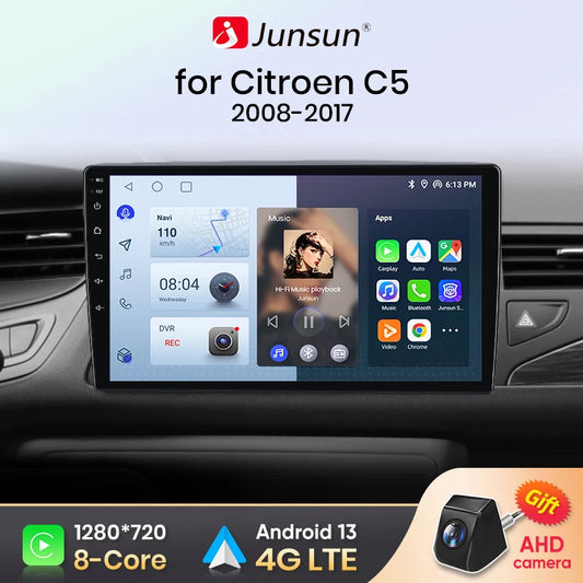 Junsun Wireless CarPlay Android Auto Car Radio For Citroen C5 2008 2009 2010-2017 RDS 4G WiFi GPS 2din BT Car accessories