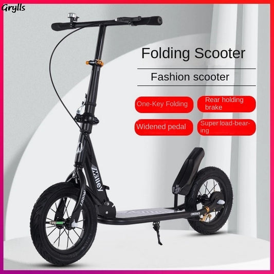 Grylls Children Teenagers Adult Scooter Mobility Kids Folding Two Wheels Boys Girls Big Boys With Brakes Non-Electric
