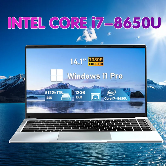 Portable Office Laptop Computer 14.1" 12GB RAM 1TB 2TB SSD Windows 11 Notebook Learn Recreation Entertainment Portable Laptops