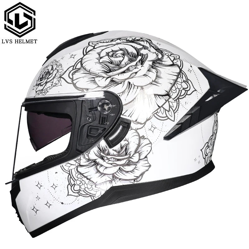 Casque Moto Intégral LVS-701 - Double Visière Hiver Chaud Racing