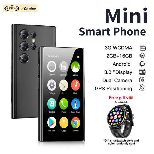 Free Smartwatch! SERVO S26 Super Small Smart Phone 3.0" Screen 2GB+16GB Android System Face Unlock WiFi 3G WCDMA Mini Smartphone