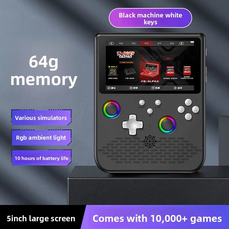 H5 Handheld Game Console 5 Inch Screen, Portable Retro Gaming Console with 64G/128G, 1280x720 Pixels, Game Searchable, 4000mAh,