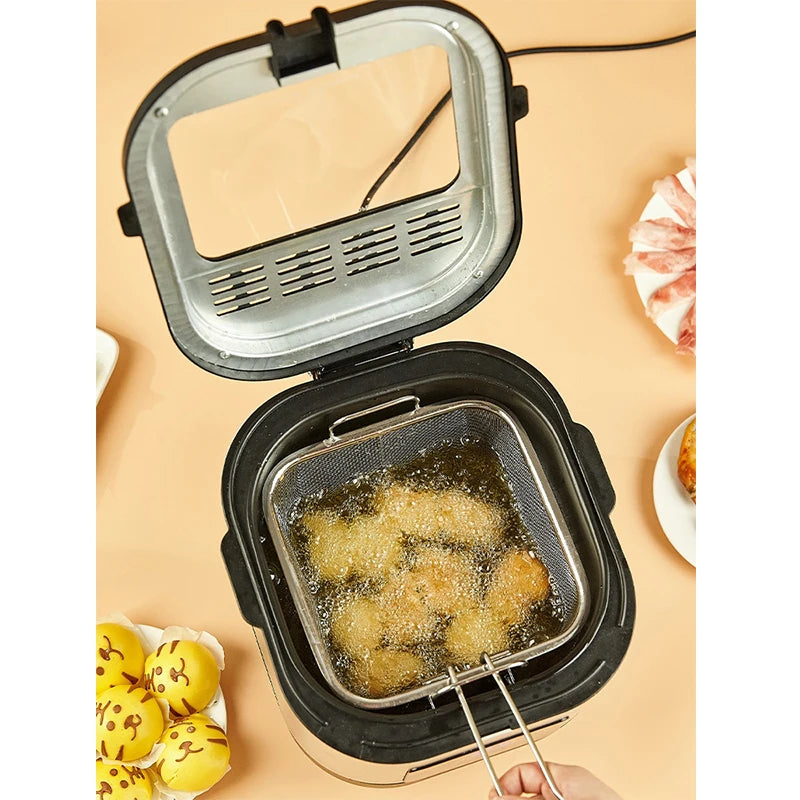 Fully automatic dormitory electric fryer for household use mini fast heating fuel-efficient adjustable temperature 5L