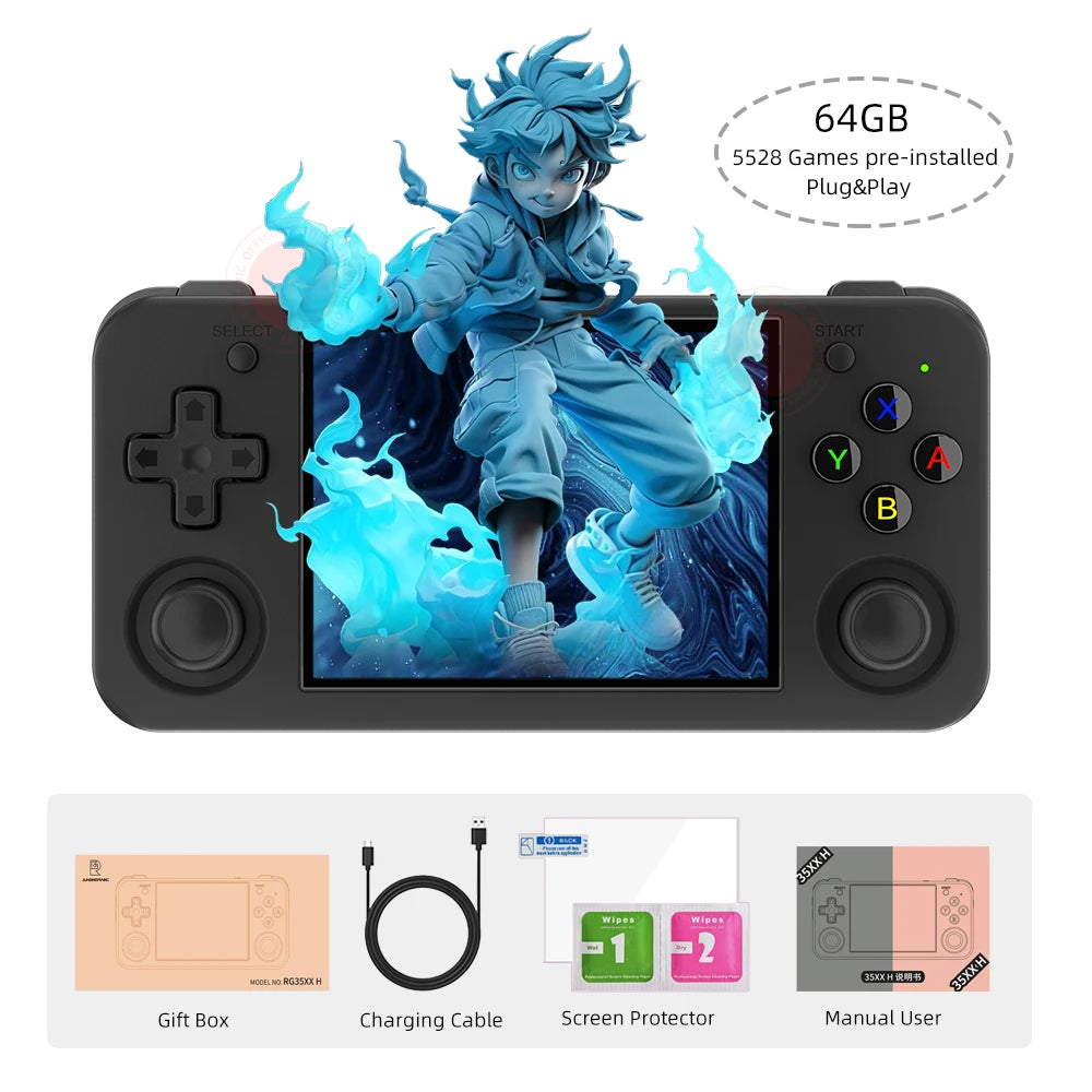 Console Portable ANBERNIC RG35XX H - 5000+ Jeux Rétro Écran IPS 3.5" 3300mAh