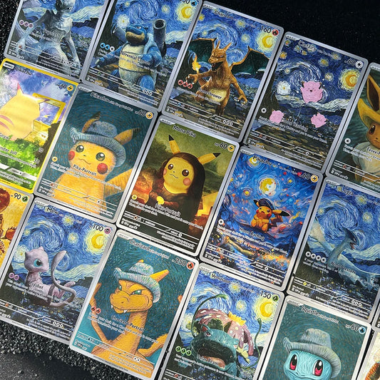 DIY PTCG Starry Night Collection Cards Van Gogh Museum Charizard Card PTCG Self Made Cartoon Anime Game Collection Cards Gift