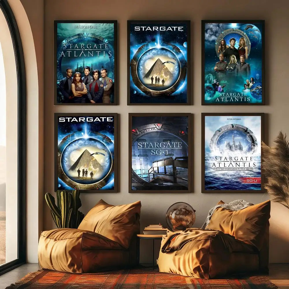 Classic TV S-Stargate SG Painting Calligraphy High-Quality Cotton Canvas Poster Wall Art for Living Room Modern  House Decor