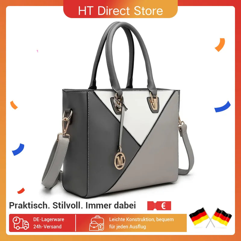 Miss Lulu WOMEN'S Handbag Shoulder bag V Shaped Design Shopper Removable Shoulder belt Synthetic leather