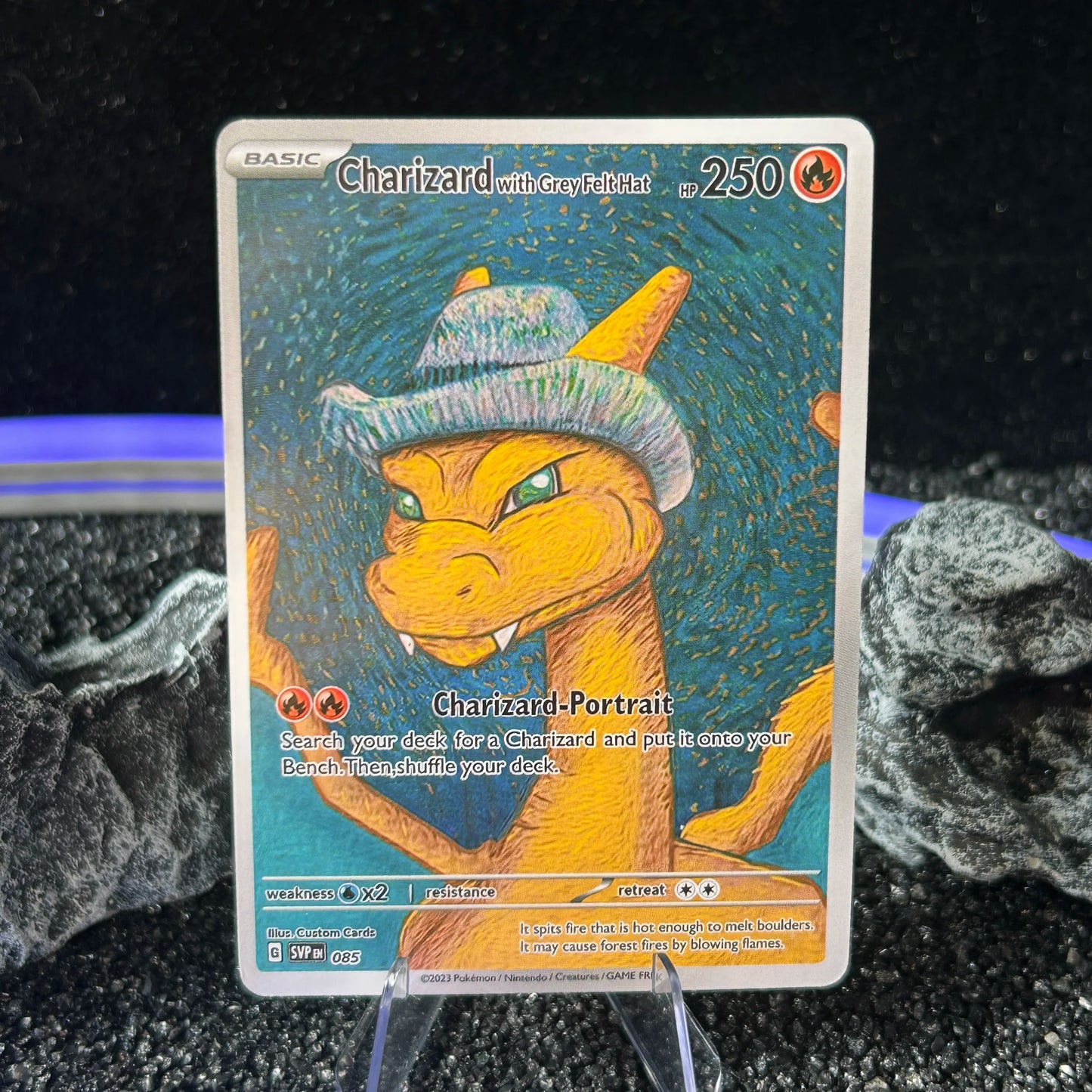 DIY PTCG Starry Night Collection Cards Van Gogh Museum Charizard Card PTCG Self Made Cartoon Anime Game Collection Cards Gift