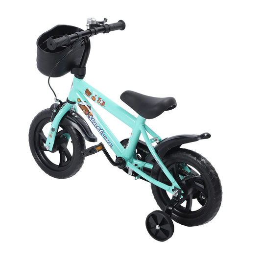 12" Kids Bike with Training Wheels for 2-6 Years Old, High Carbon Steel Frame Adjustable Seat & Handlebars