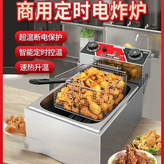 220V Professional Fryer Electric Cookware for Kitchen Deep French Fries Commercial Fryers Frying Oil Cooker Timer Arfrai AD
