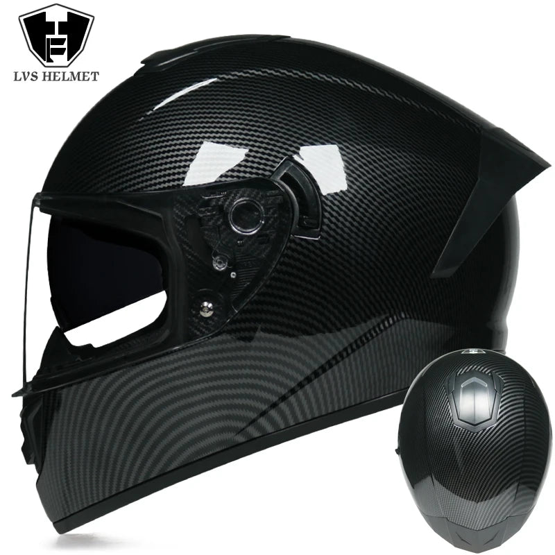 Casque Moto Intégral LVS-701 - Double Visière Hiver Chaud Racing