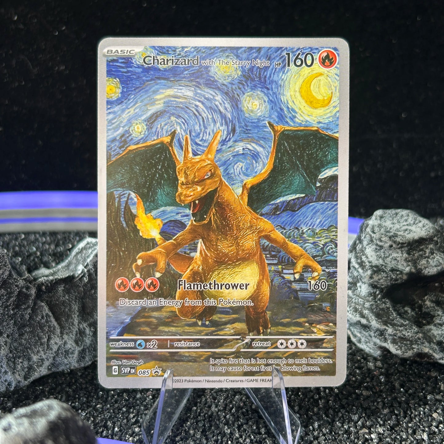 DIY PTCG Starry Night Collection Cards Van Gogh Museum Charizard Card PTCG Self Made Cartoon Anime Game Collection Cards Gift