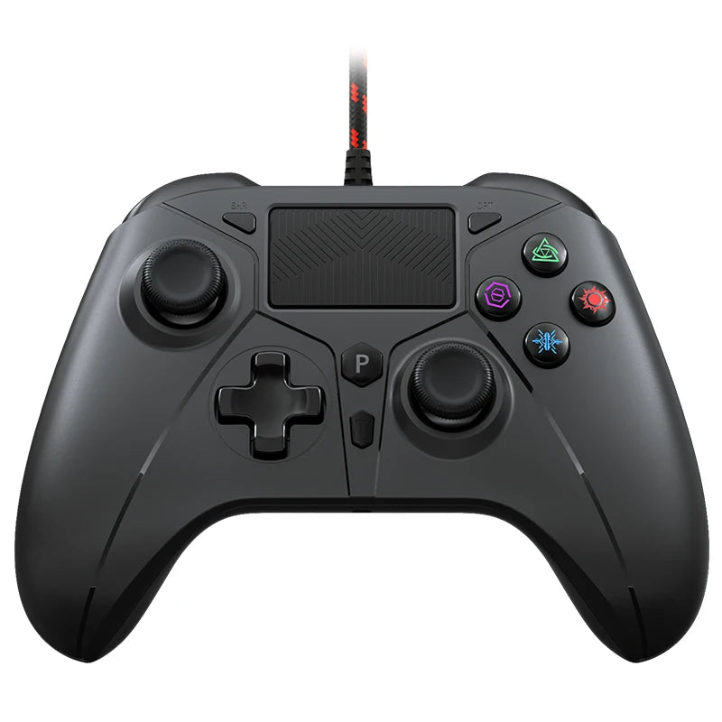 P5 RGB Gamepad For PS5/4/PC Console - 2M Wired Controller 4-Level Dual Vibrate No Delay W/ Turbo Touchpad, Gaming Control
