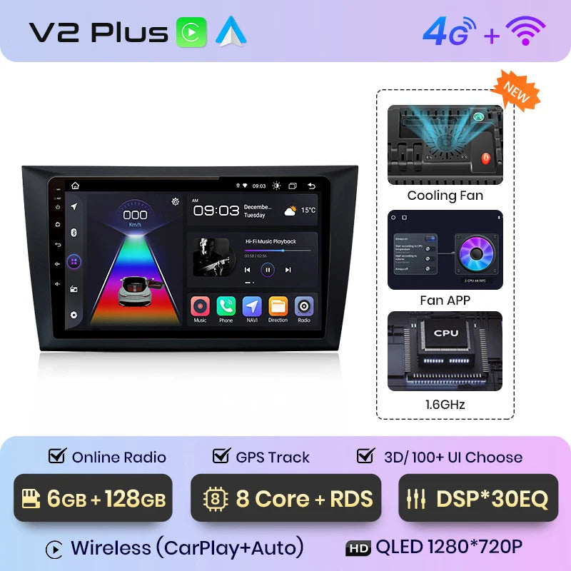 Junsun V1 AI Voice Wireless CarPlay Android Auto Radio For VW Volkswagen Golf 6 2008-2016 4G Car Multimedia GPS 2din Bluetooth