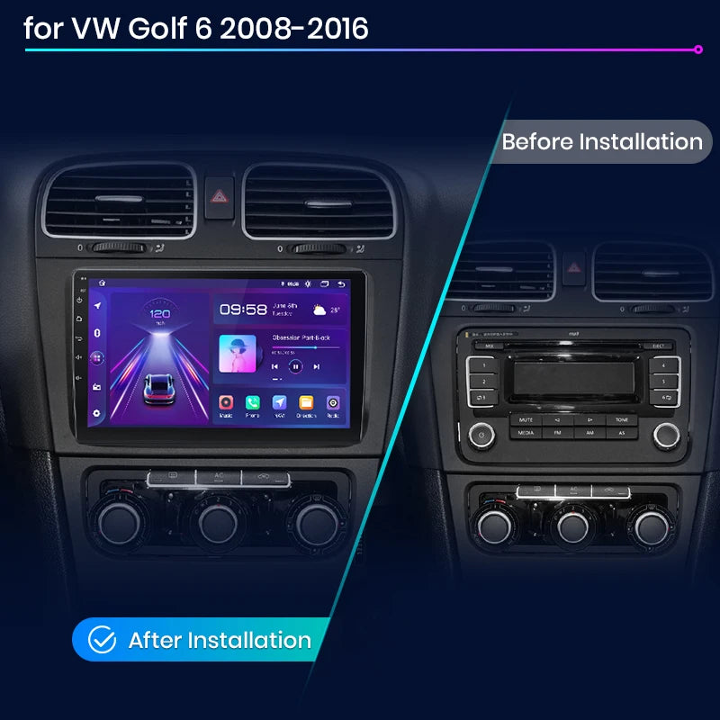 Junsun V1 AI Voice Wireless CarPlay Android Auto Radio For VW Volkswagen Golf 6 2008-2016 4G Car Multimedia GPS 2din Bluetooth