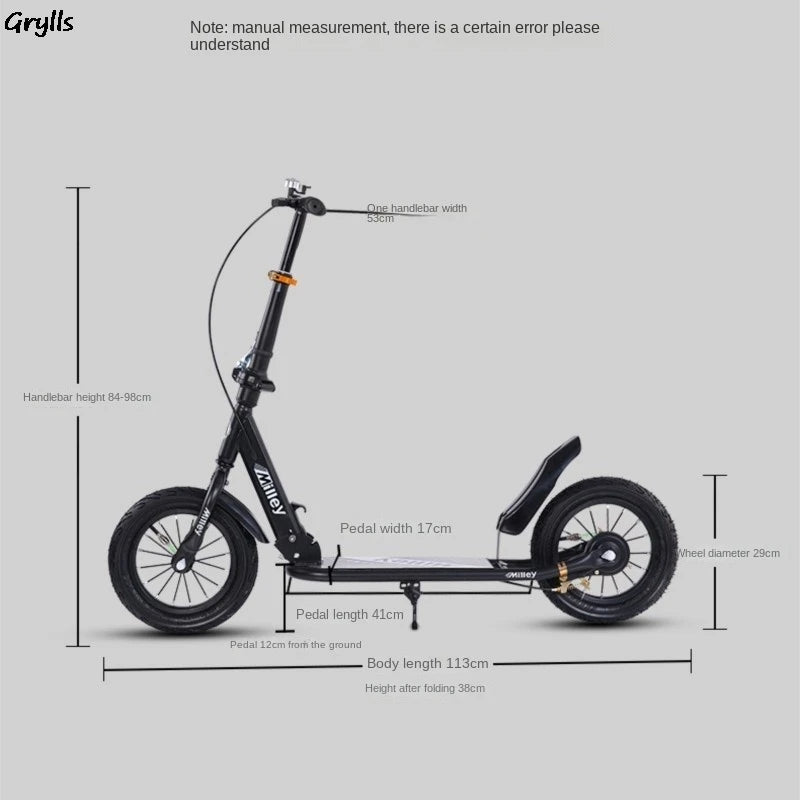 Grylls Children Teenagers Adult Scooter Mobility Kids Folding Two Wheels Boys Girls Big Boys With Brakes Non-Electric