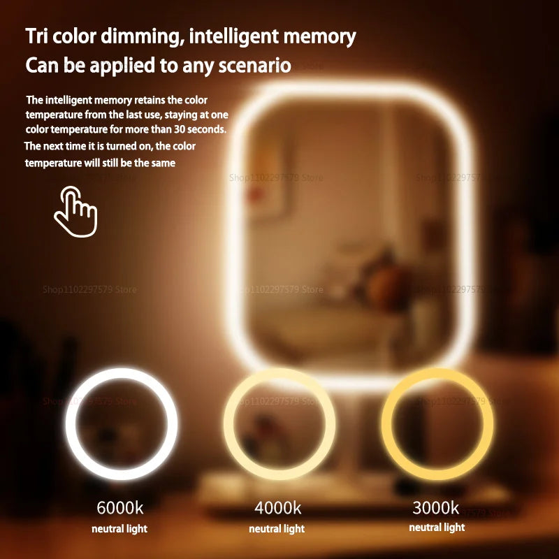Miroir Maquillage LED Intelligent - Lumineux Réglable Coiffeuse Chambre