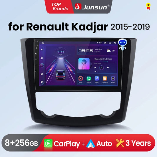 Junsun Wireless CarPlay Android Auto Car Radio For Renault Kadjar 2015 - 2019 GPS Multimedia 2 din