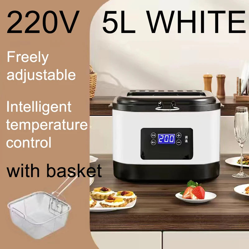 Fully automatic dormitory electric fryer for household use mini fast heating fuel-efficient adjustable temperature 5L