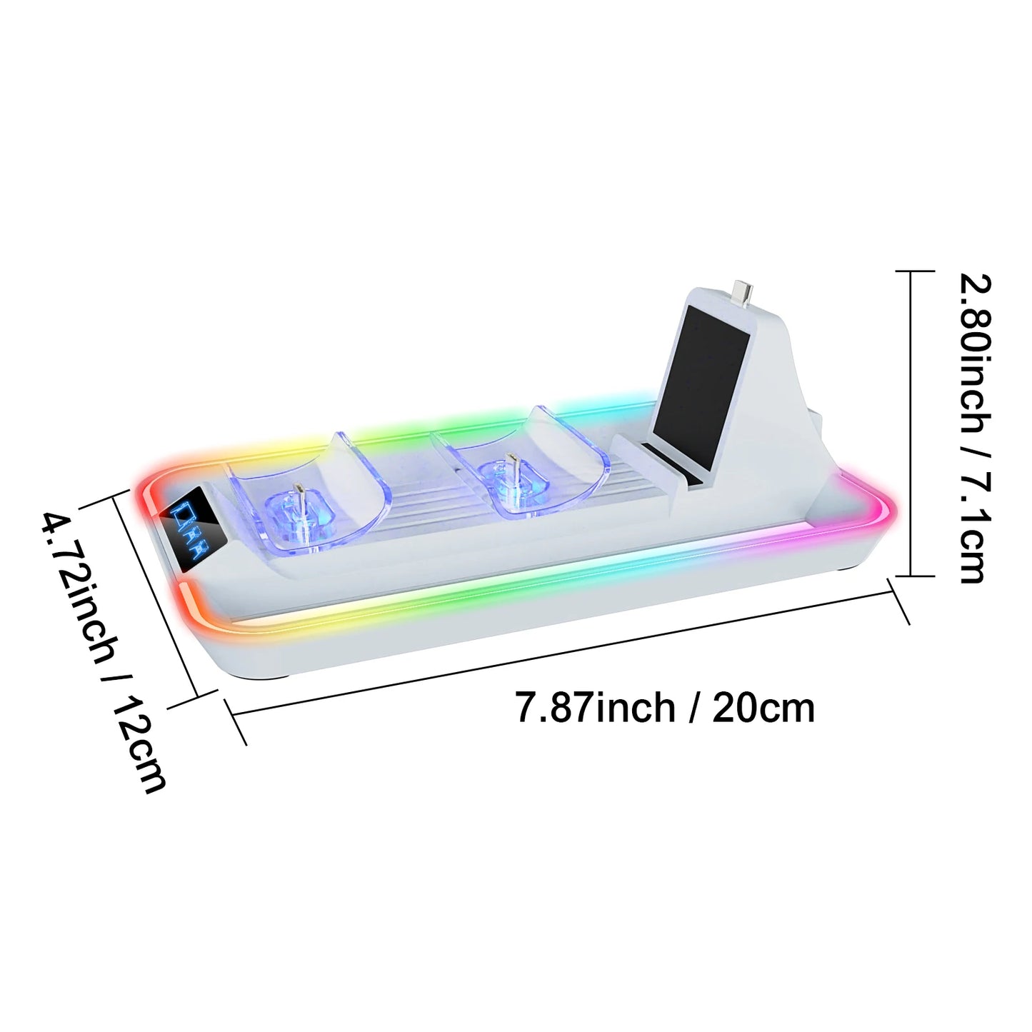 Cool PS5 Portal handheld with LED indicator charging dock, can charge 2 controllers, 3-in-1 charging for the handheld.