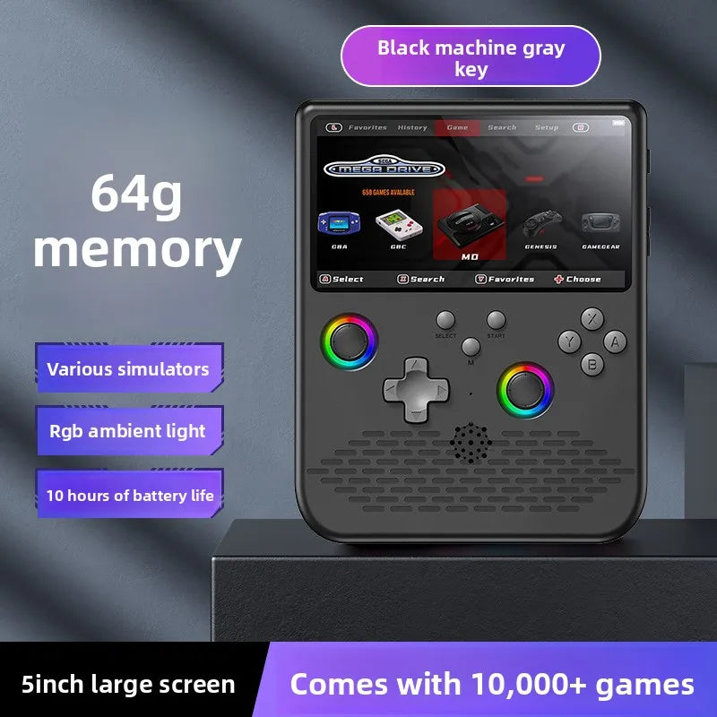 H5 Handheld Game Console 5 Inch Screen, Portable Retro Gaming Console with 64G/128G, 1280x720 Pixels, Game Searchable, 4000mAh,