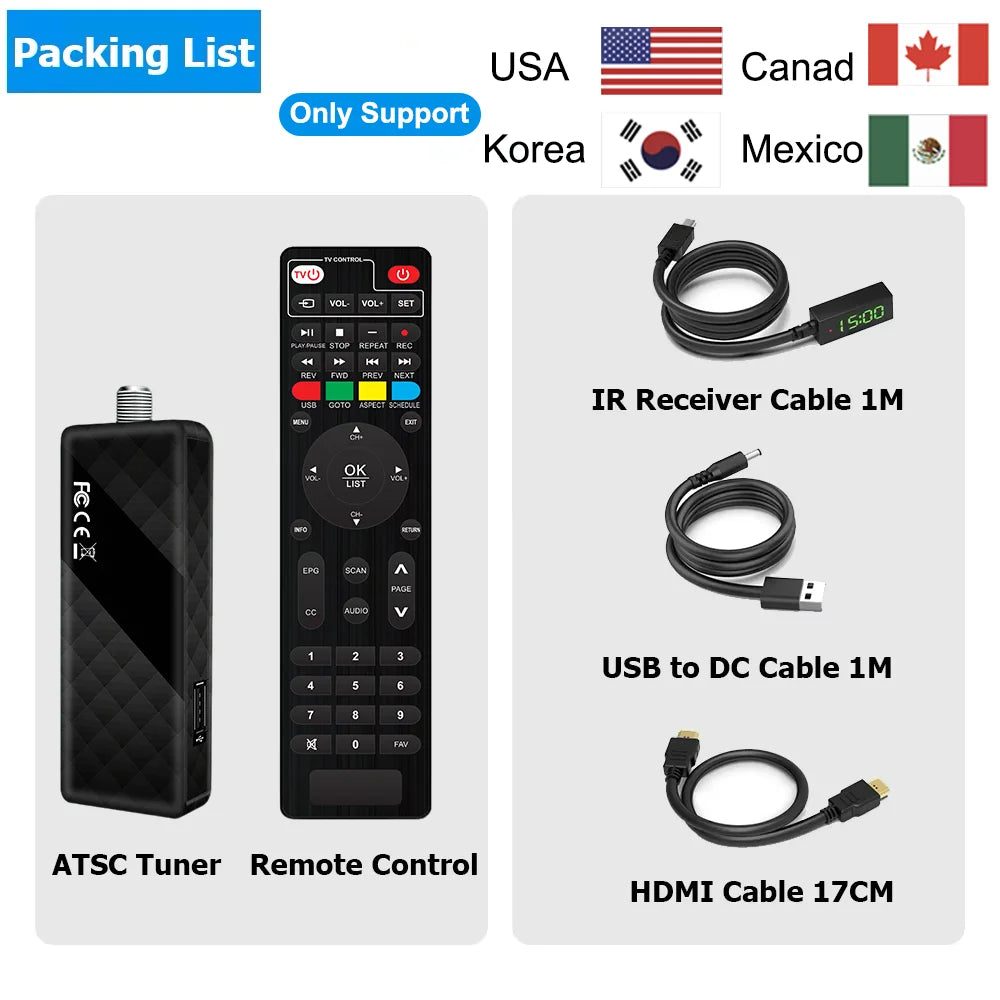 DLUXURY Digital Converter Box for TV, Mini ATSC Tuner [Hidden Behind TV], Watch & Record Free Over-The-Air Channels