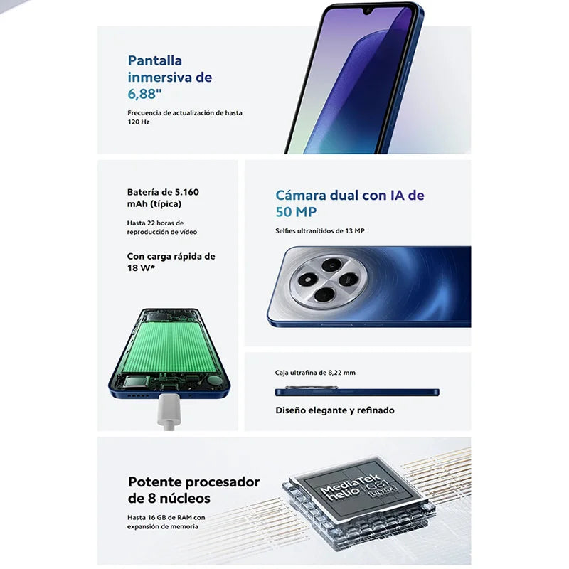 Xiaomi Redmi 14C NFC, Smartphones,MediaTek Helio G81-Ultra,6.88" Screen,120 Hz,50 MP AI Dual Camera
