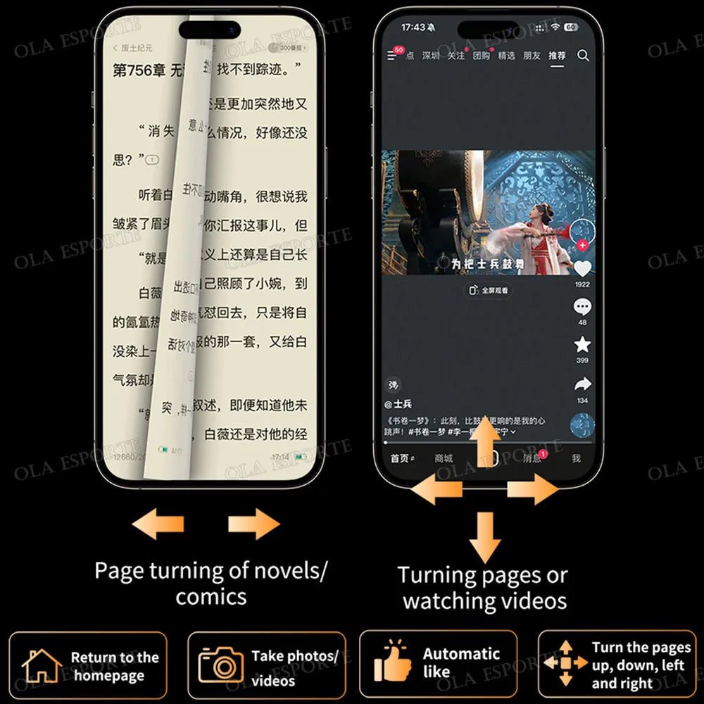 New Smart Ring Multi-Functional Rings Remote Control 5.3 BT Page Scrolling Video Flipping Auto-Like, Take Photos For Smartphones