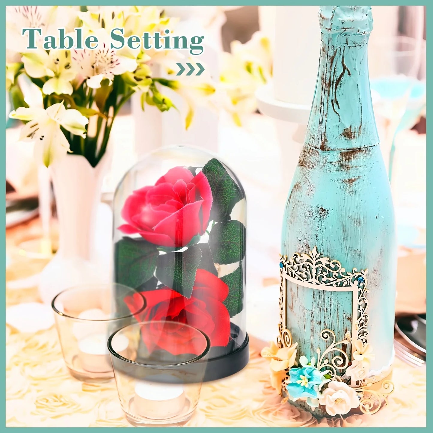 Clear plastic dome cover, DIY handmade display for preserving flowers, petals, decoration for Valentine's Day and Mother's Day