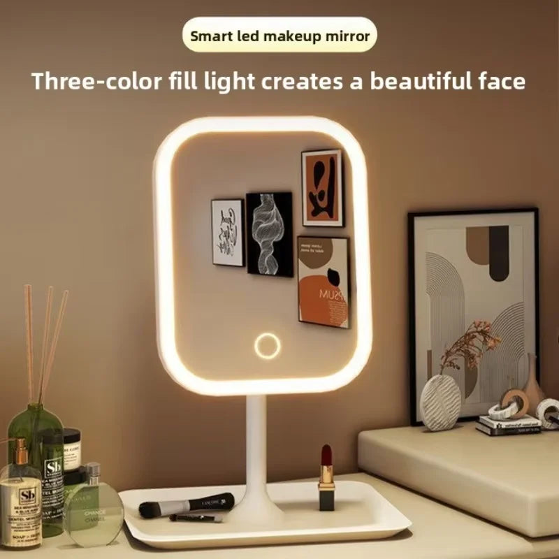 Miroir Maquillage LED Portable - Lumineux Intelligent Coiffeuse Chambre