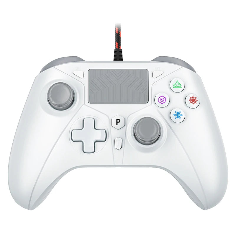 P5 RGB Gamepad For PS5/4/PC Console - 2M Wired Controller 4-Level Dual Vibrate No Delay W/ Turbo Touchpad, Gaming Control