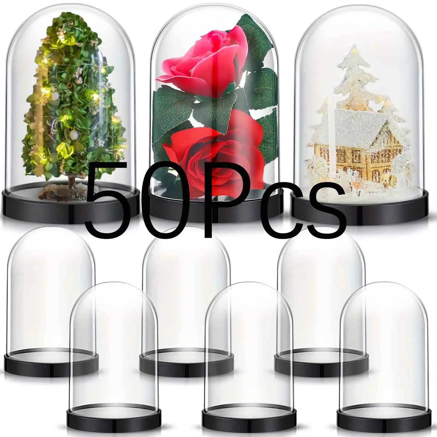 Clear plastic dome cover, DIY handmade display for preserving flowers, petals, decoration for Valentine's Day and Mother's Day
