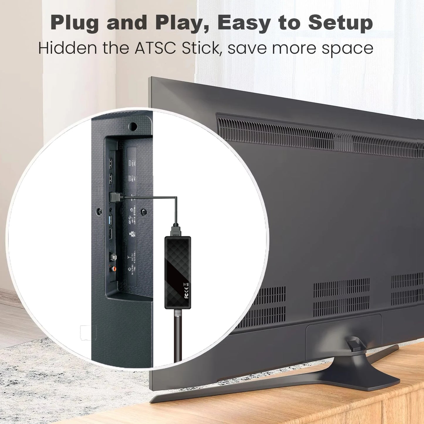 DLUXURY Digital Converter Box for TV, Mini ATSC Tuner [Hidden Behind TV], Watch & Record Free Over-The-Air Channels