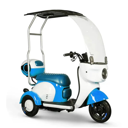 New Model Low Speed Long Range 3 Wheels Tuk Electric Scooter Tricycle With Roof