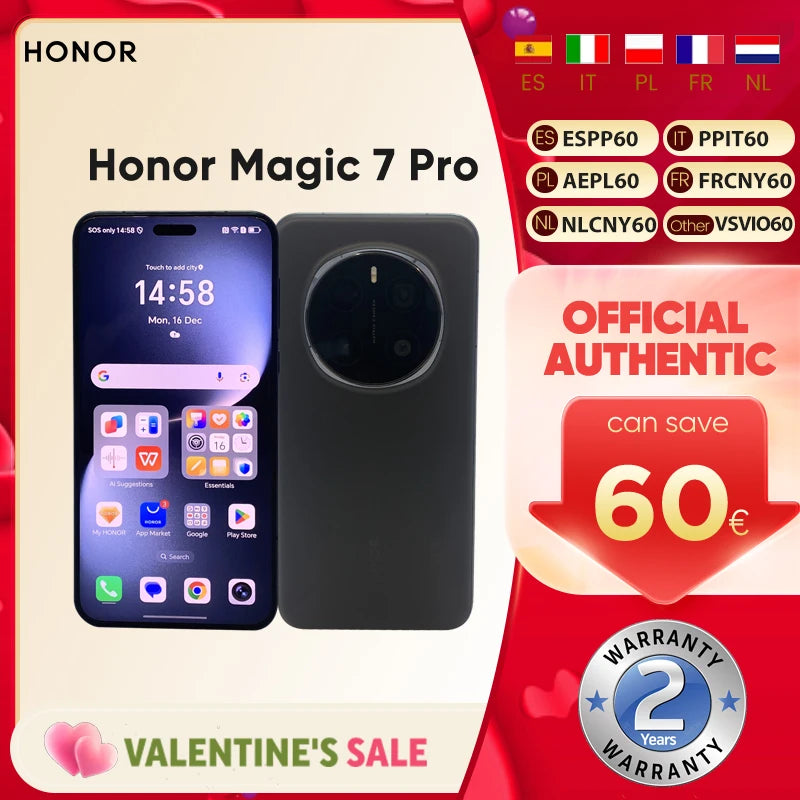 Honor Magic 7 Pro New 2024 5G Smartphone Magic7 Pro Snapdragon 8 Elite Android 15 200MP Triple Camera New Flagship