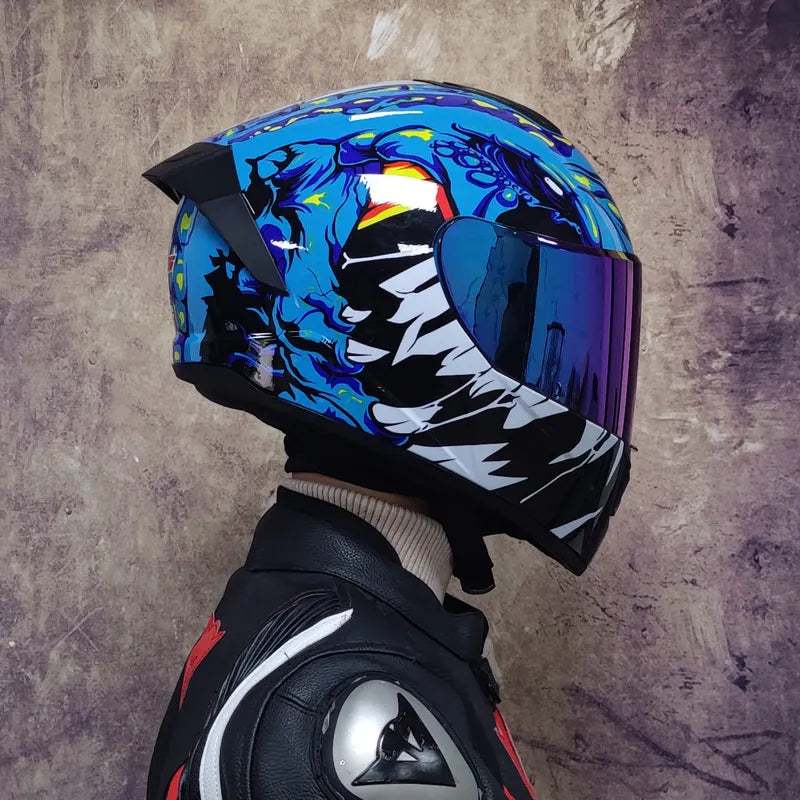 Casque Moto Intégral LVS-701 - Double Visière Hiver Chaud Racing